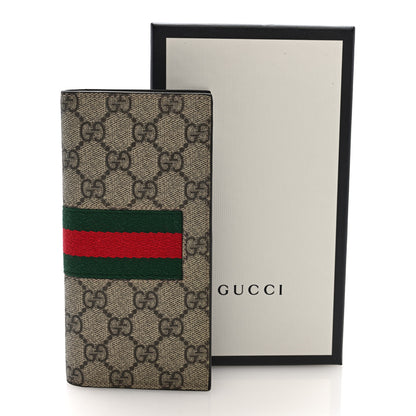Gucci GG Supreme Monogram Selleria Calfskin Web New Web Long Wallet Beige Ebony Cocoa 7 of 7