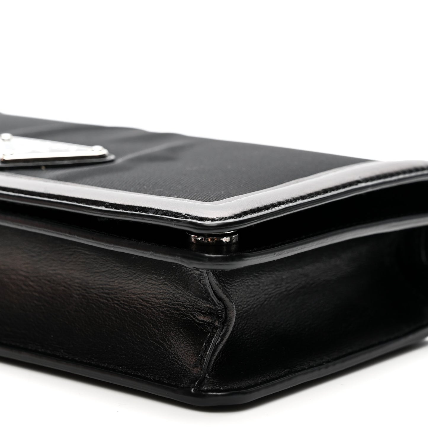 Nylon Metallic Calfskin Mini Crossbody Bag Black