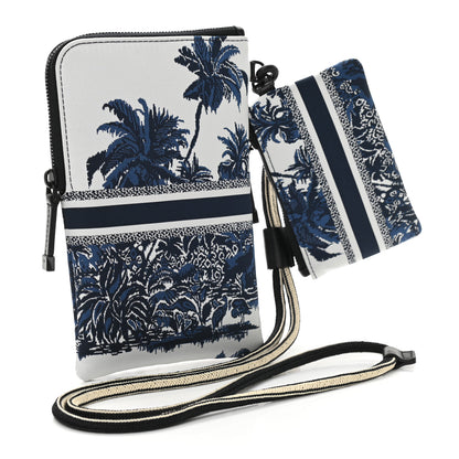 Christian Dior Technical Fabric Embroidered Palm Tree Toile De Jouy DiorTravel Multifunction Pouch Blue 3 of 10