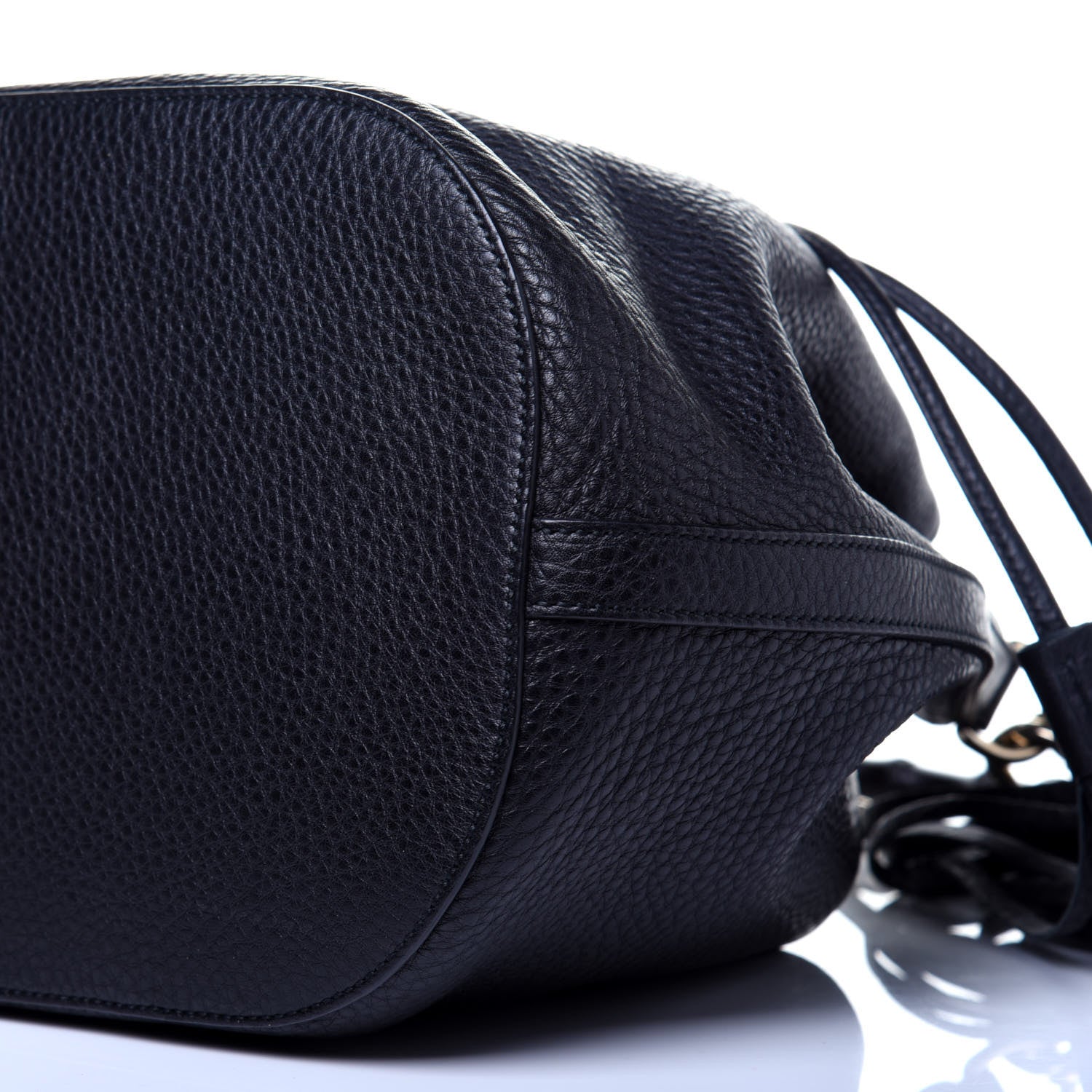 Gucci Pebbled Calfskin Miss Bamboo Bucket Bag Black 8 of 17