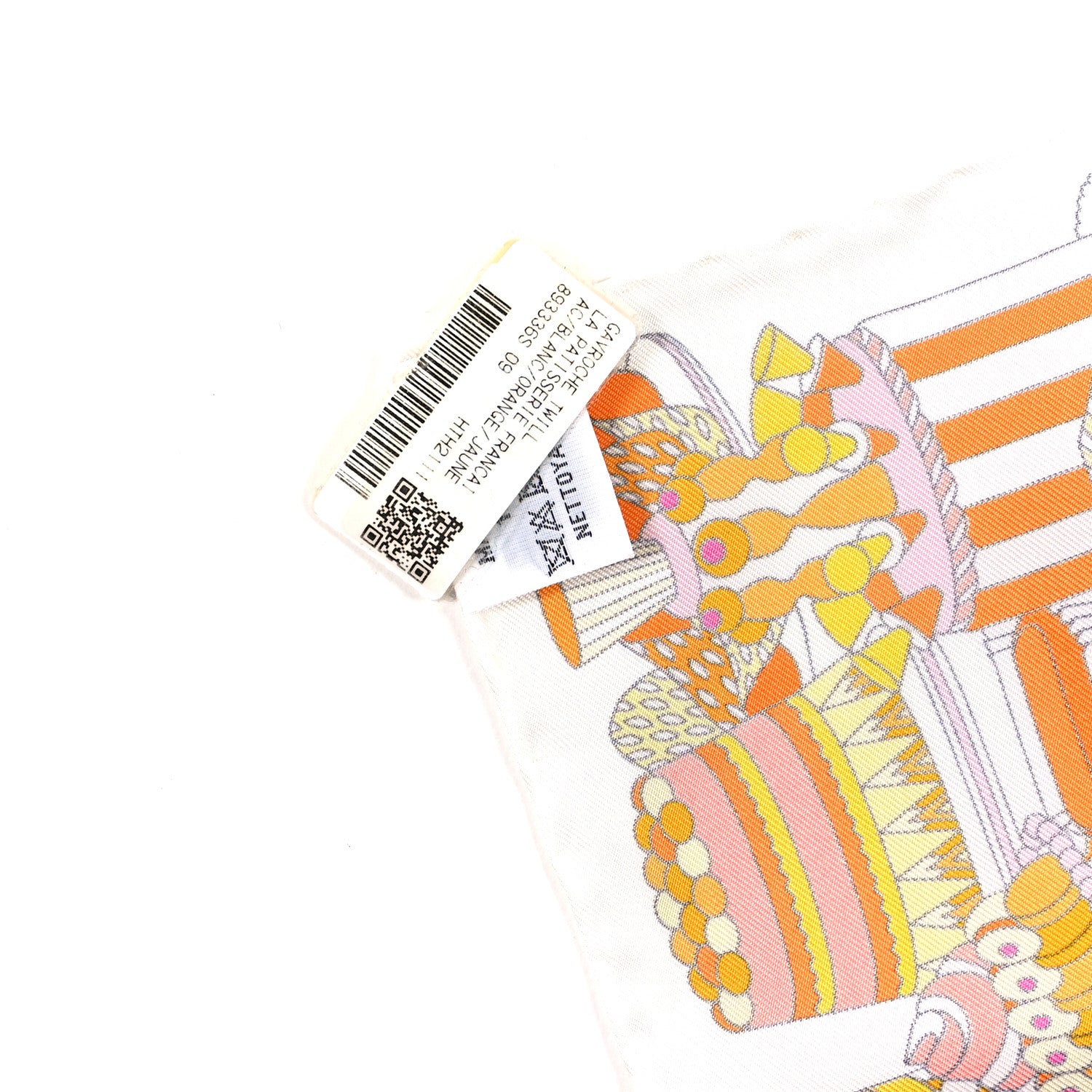 Hermes Silk La Patisserie Francaise Scarf 45 White Orange Jaune 4 of 4
