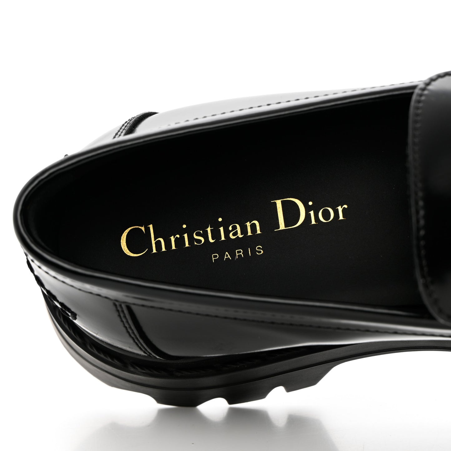 Brushed Calfskin Dior Code Lug Sole 15mm Loafers 37 Black