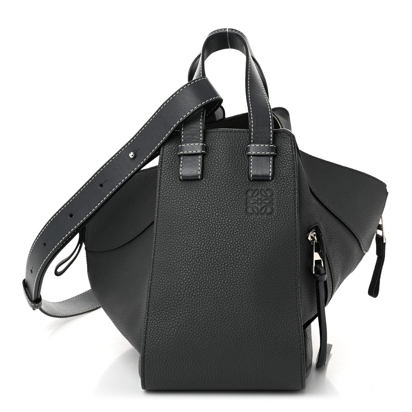 Grained Calfskin Small Hammock Shoulder Bag Grey
