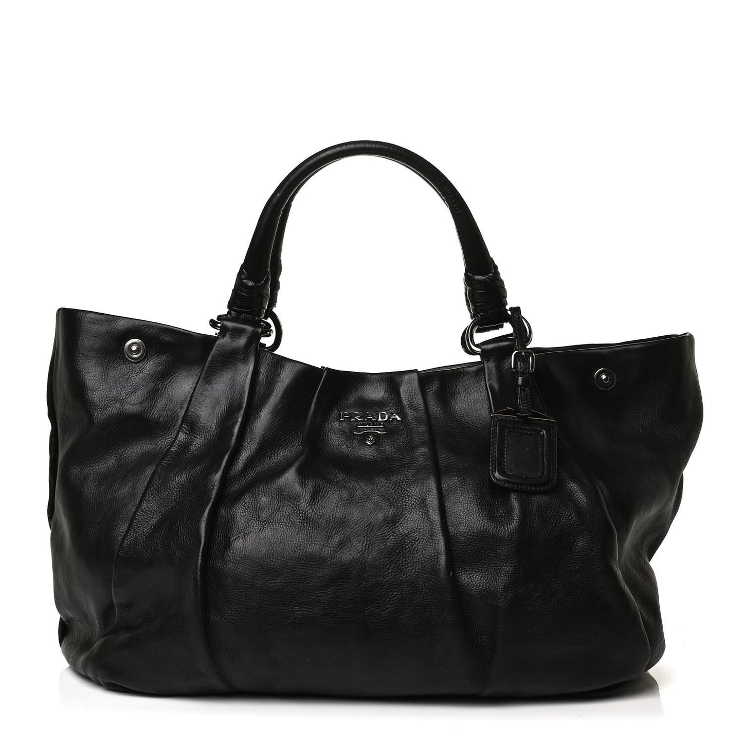 Soft Calf Pleated Shoulder Bag Black