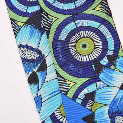 Hermes Silk The Savana Dance Twilly Rose Indien Indigo Vert 3 of 5
