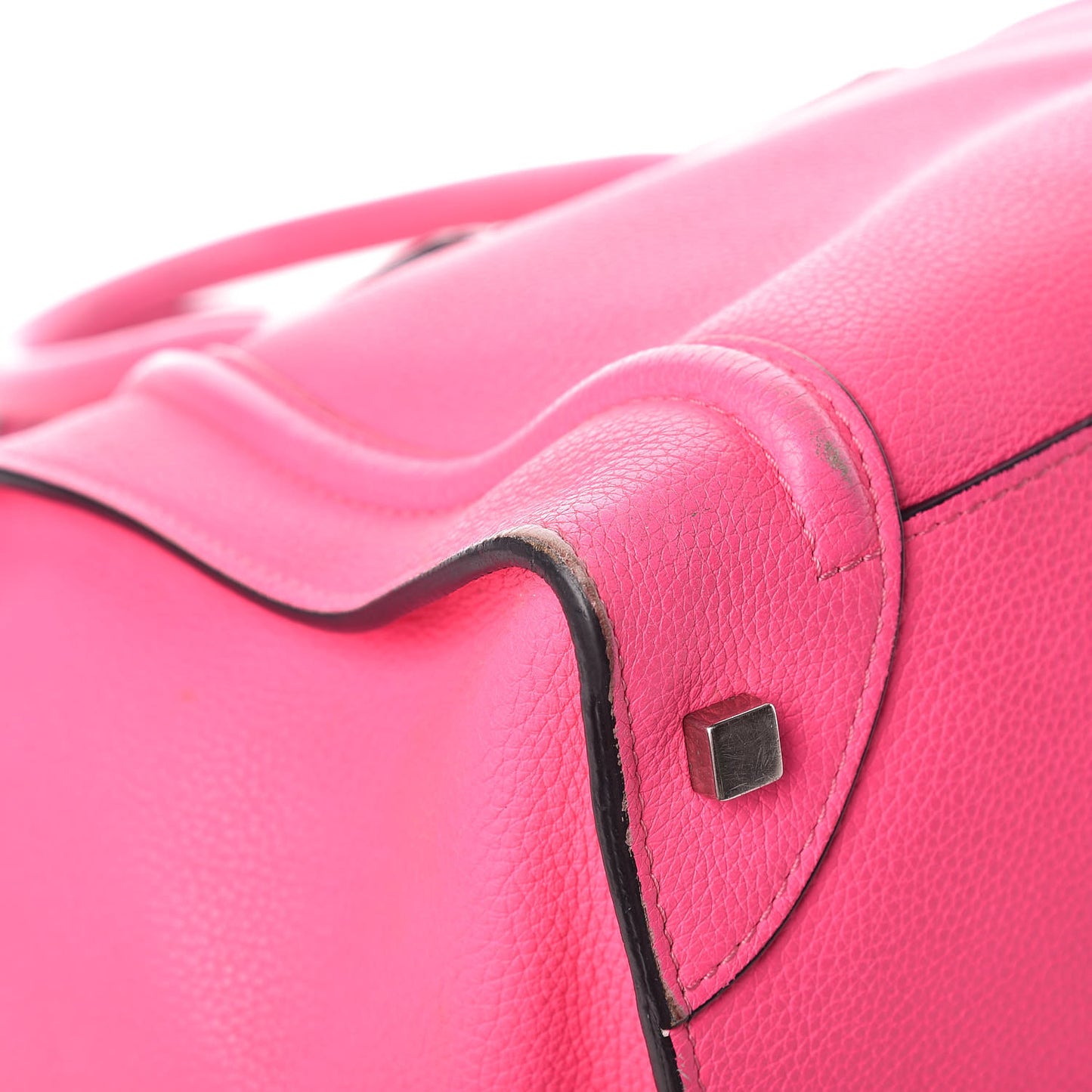 Drummed Calfskin Mini Luggage Fluo Pink