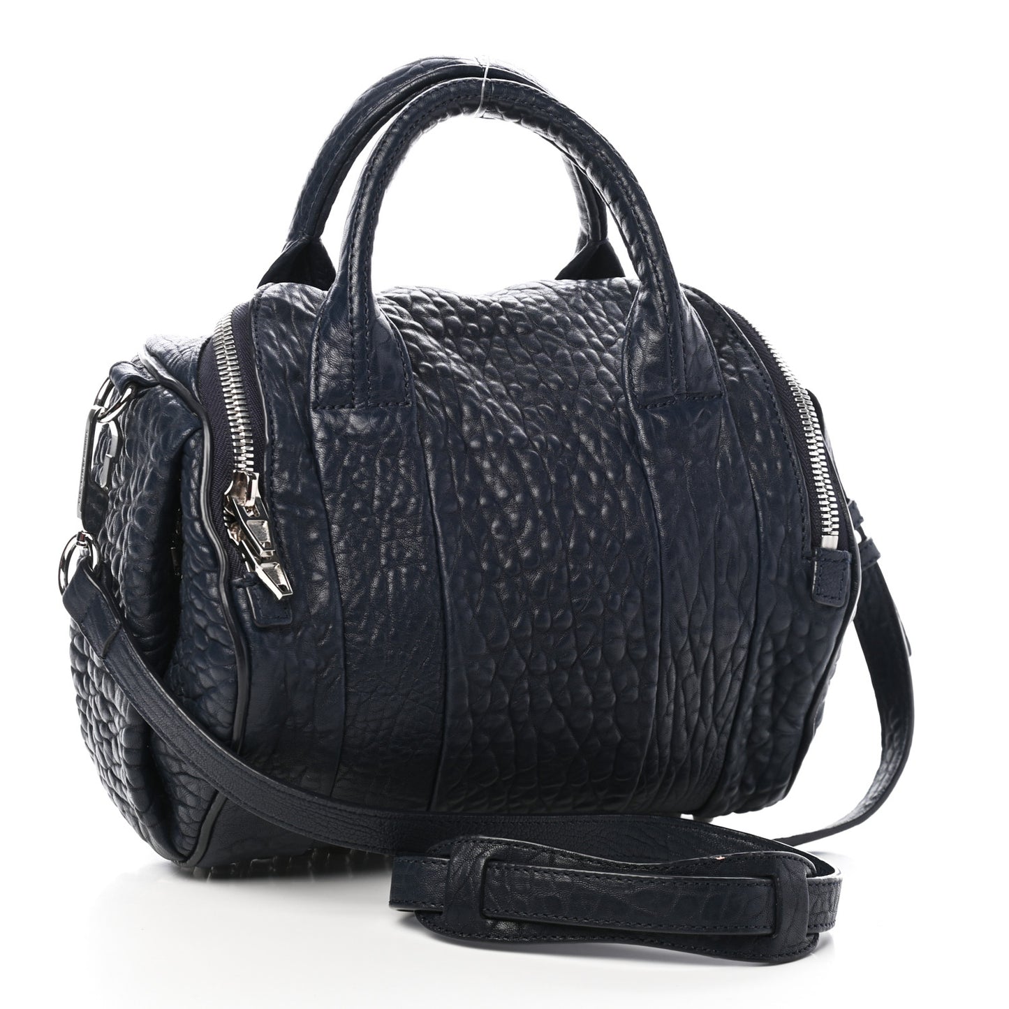 Pebbled Lambskin Rockie Navy Silver Hardware