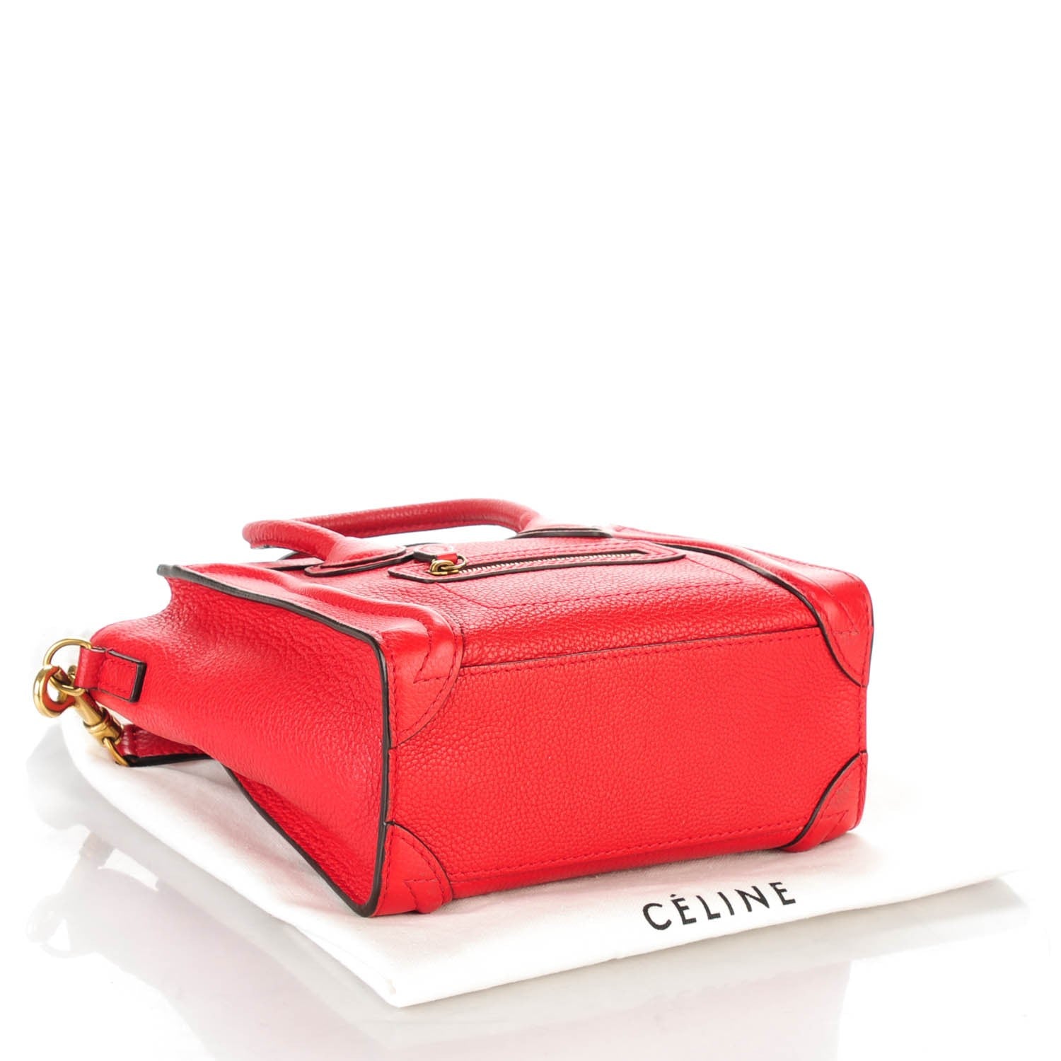 Celine Drummed Calfskin Nano Luggage Coquelicot 4 of 7