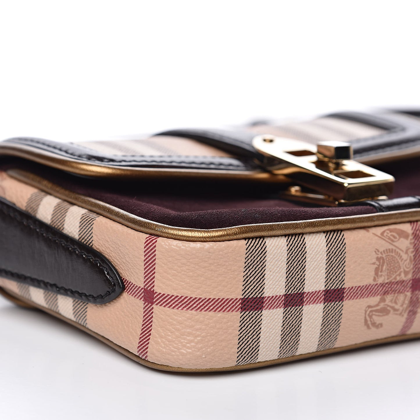 Haymarket Check Suede Mini Berkeley Crossbody Burgundy