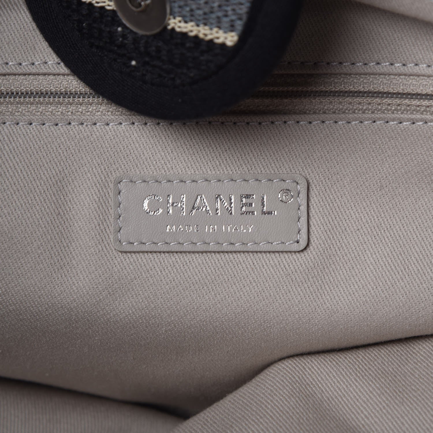 Chanel Striped Canvas Medium Deauville Tote Black 7 of 8