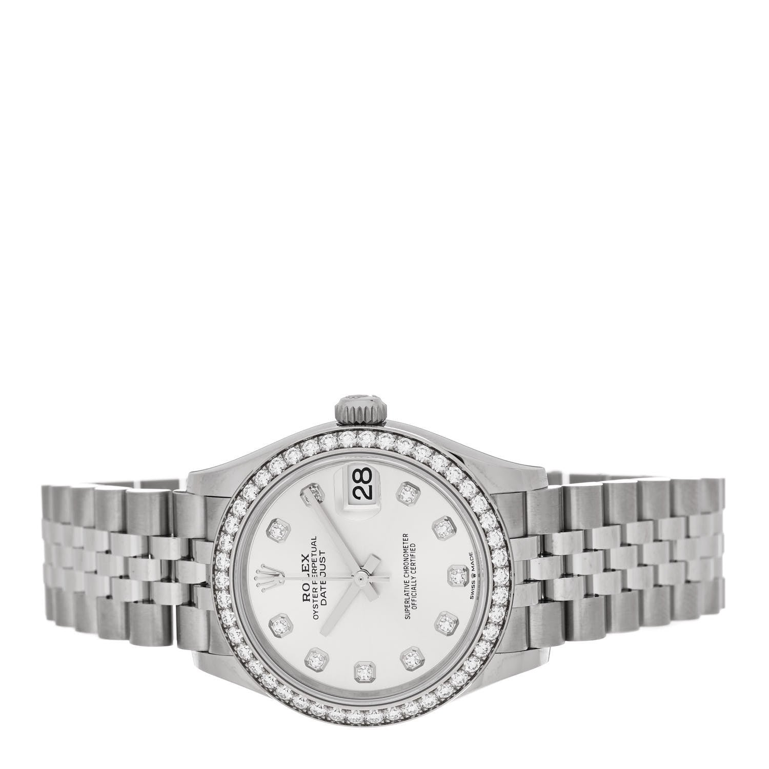 Rolex Stainless Steel 18K White Gold Diamond Bezel 31mm Oyster Perpetual Datejust Watch Silver 278384RBR 2 of 5