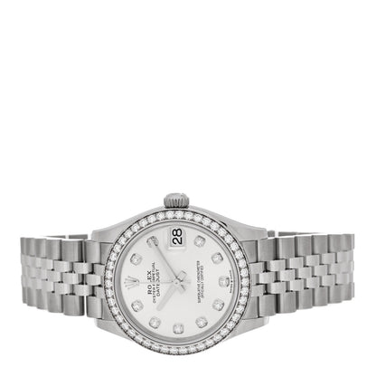 Rolex Stainless Steel 18K White Gold Diamond Bezel 31mm Oyster Perpetual Datejust Watch Silver 278384RBR 2 of 5