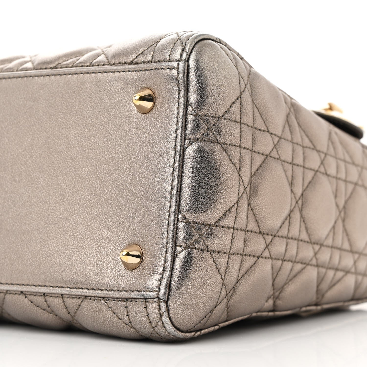 Christian Dior Metallic Lambskin Cannage Medium Lady Dior Bronze 10 of 10