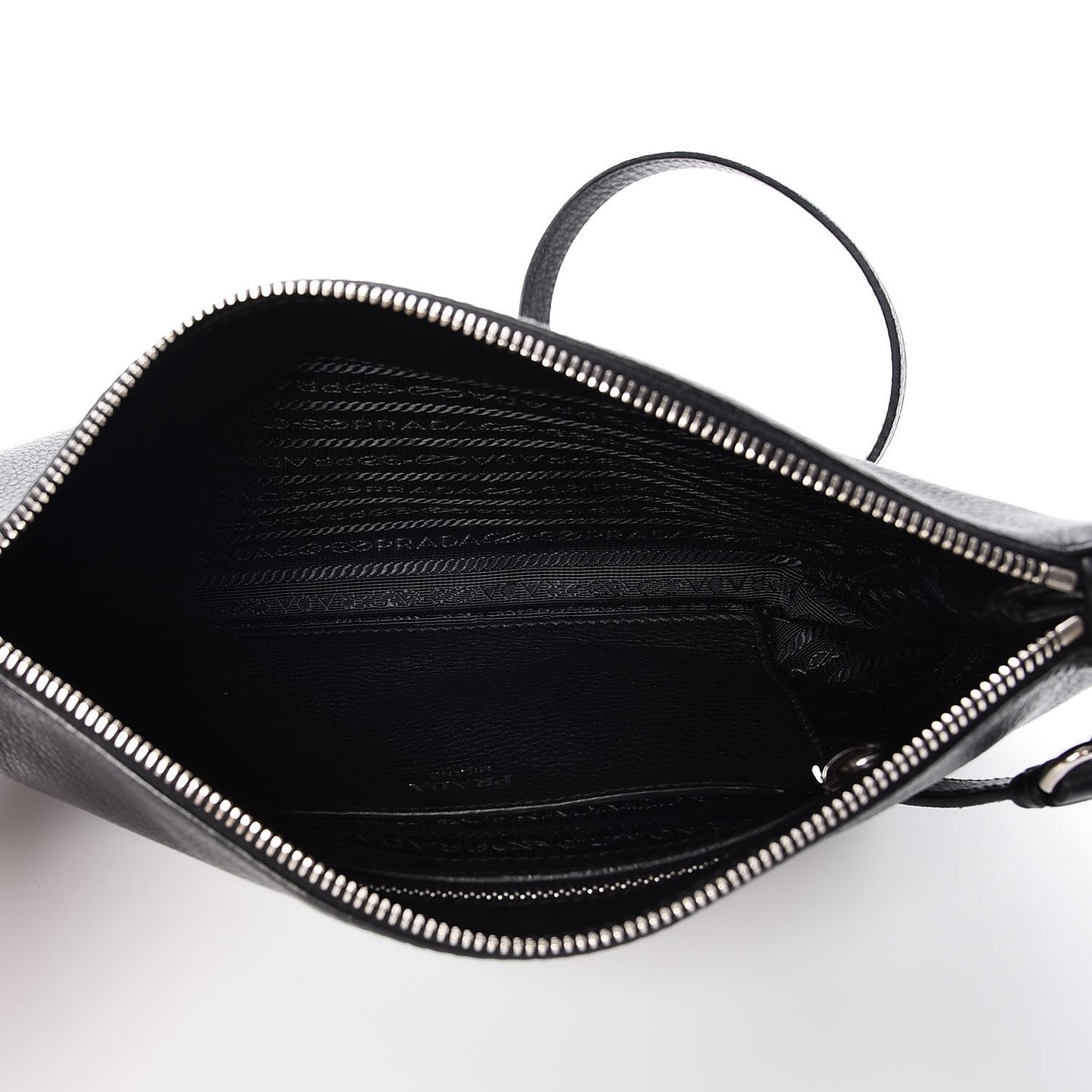 Vitello Daino Zippered Crossbody Bag Black