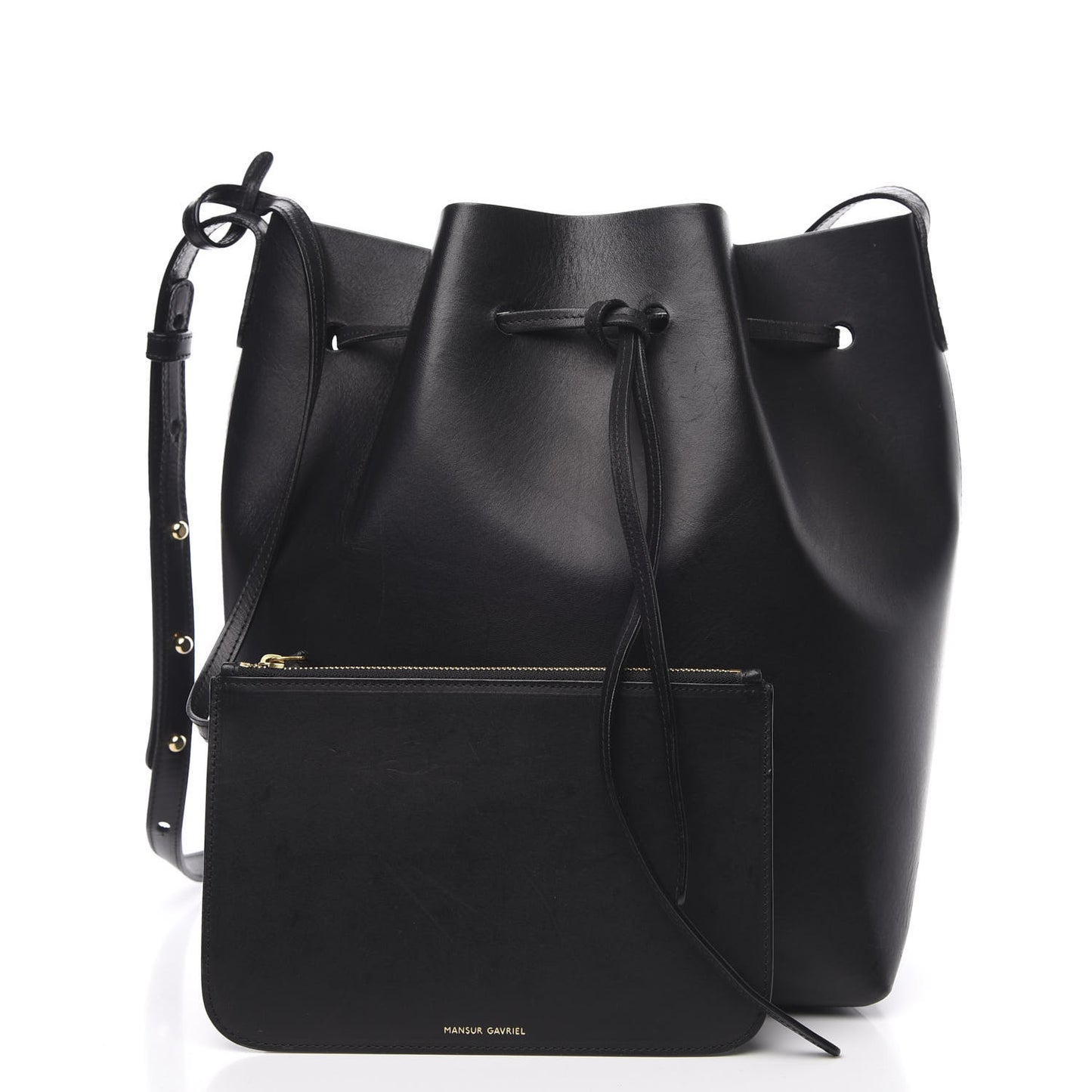 Vegetable Tanned Calfskin Bucket Bag Black Blu