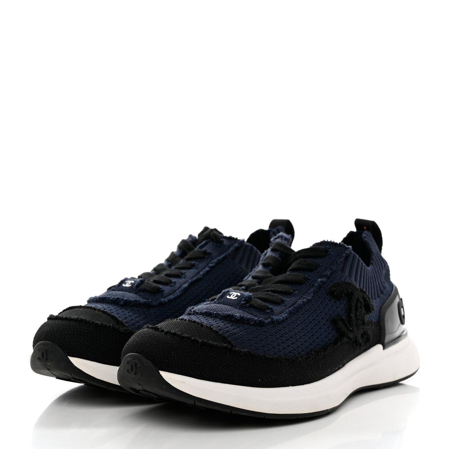 Fabric Logo Sneakers 39 Navy Black