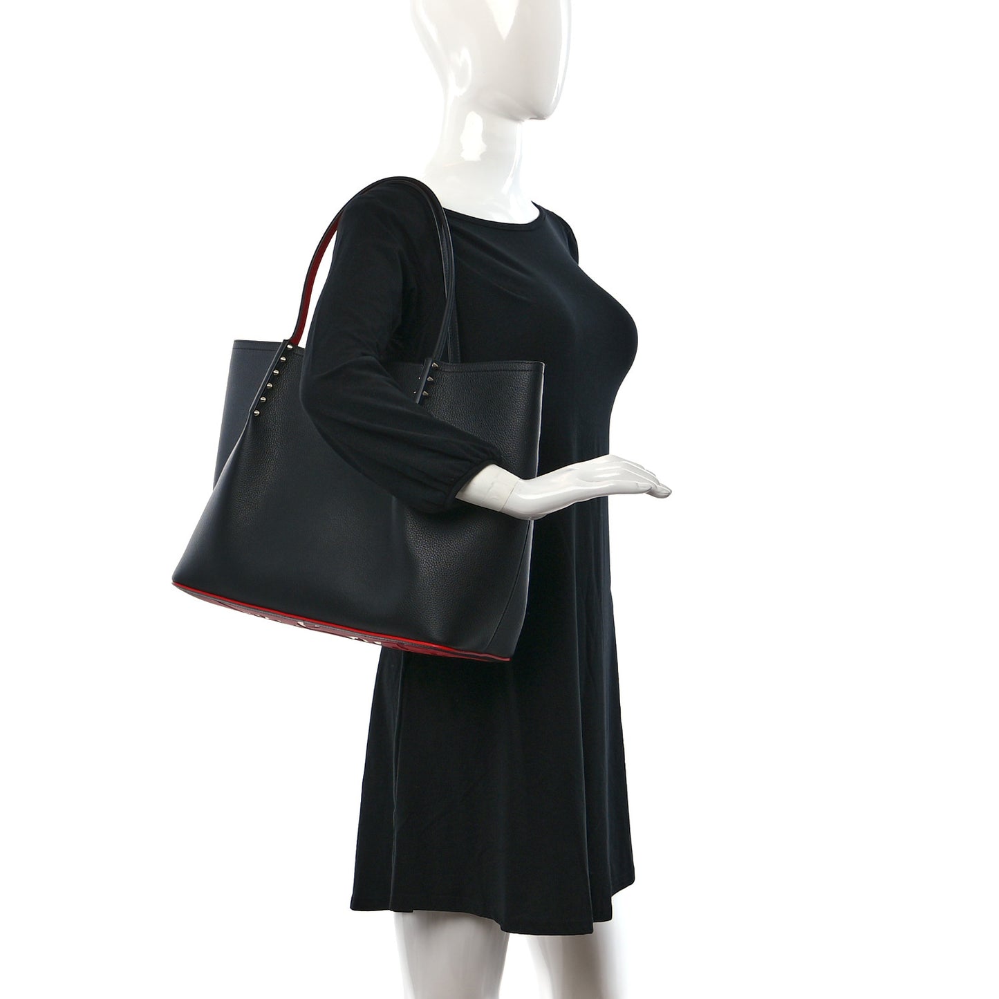 Calfskin Spiked Large Cabarock Shopper Tote Black
