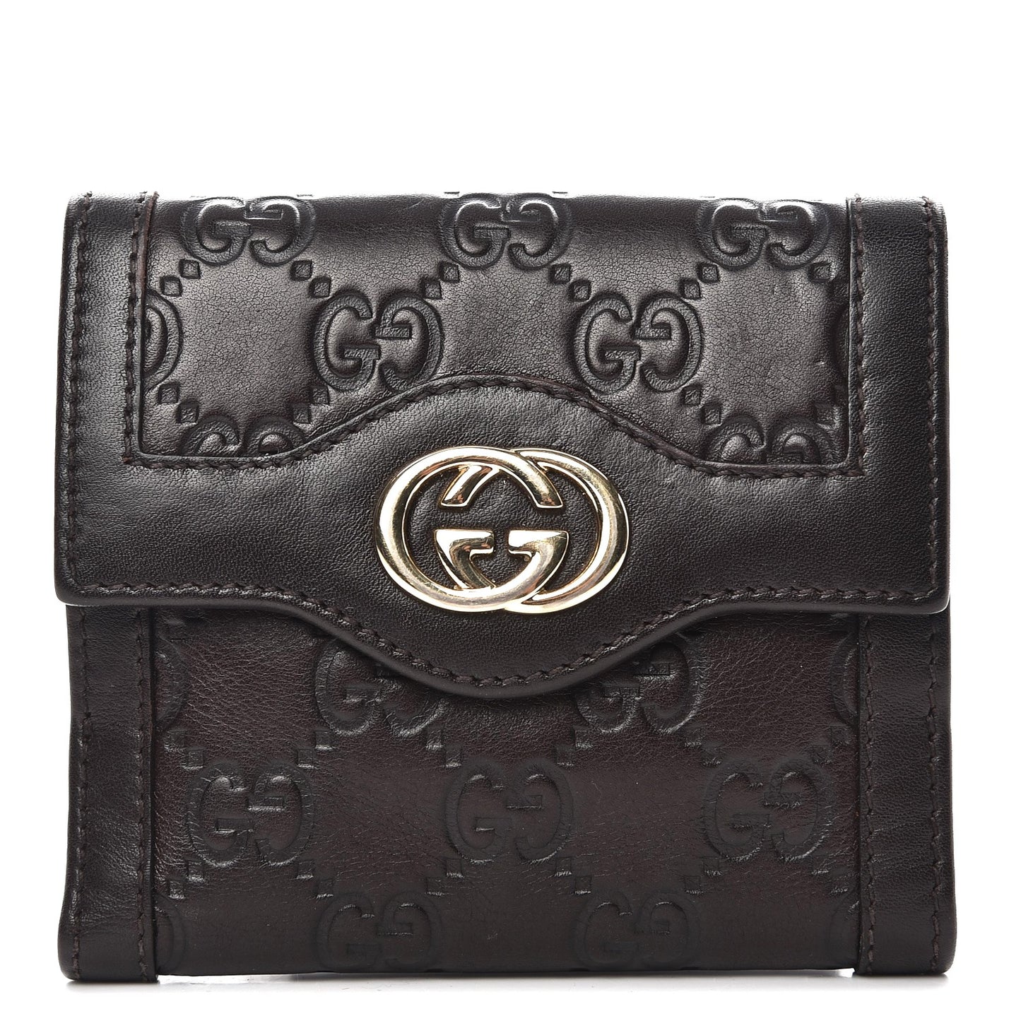 Guccissima Sukey French Flap Wallet Chocolate