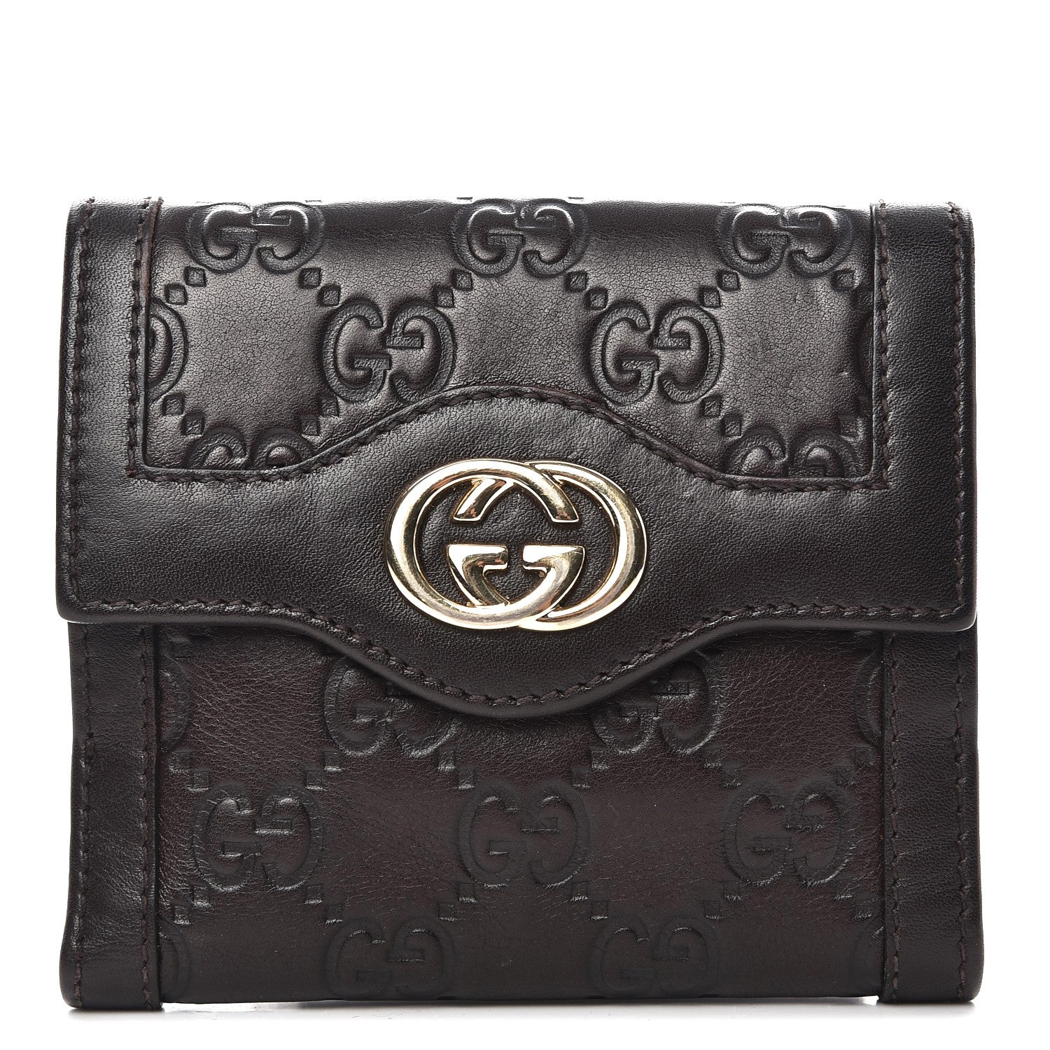 Gucci Guccissima Sukey French Flap Wallet Chocolate 1 of 9