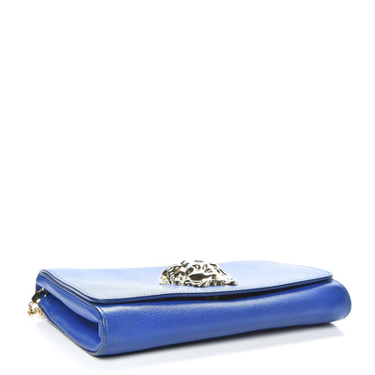Versace Grained Calfskin Palazzo Chain Evening Bag Blue 4 of 10