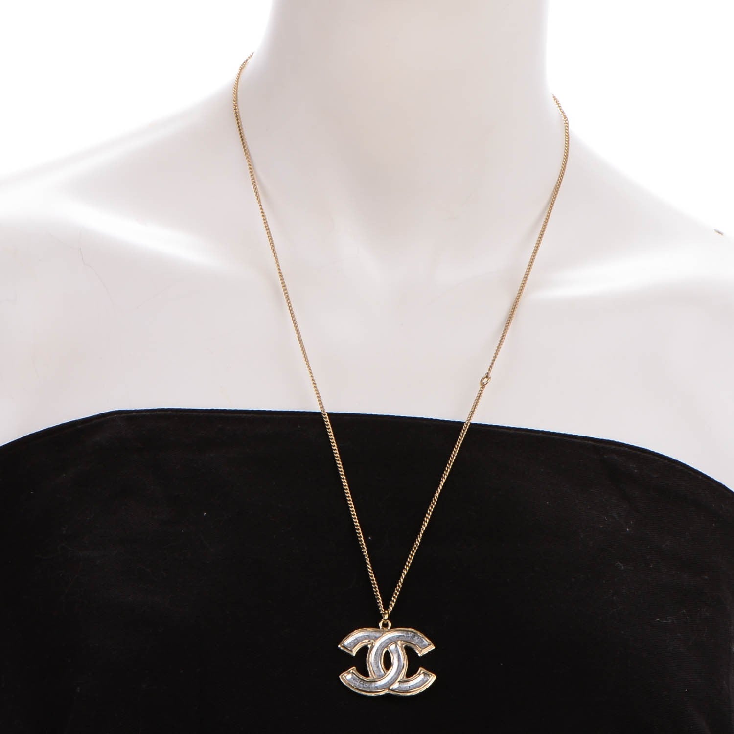 Chanel Gripoix CC Pendant Necklace Gold 2 of 5
