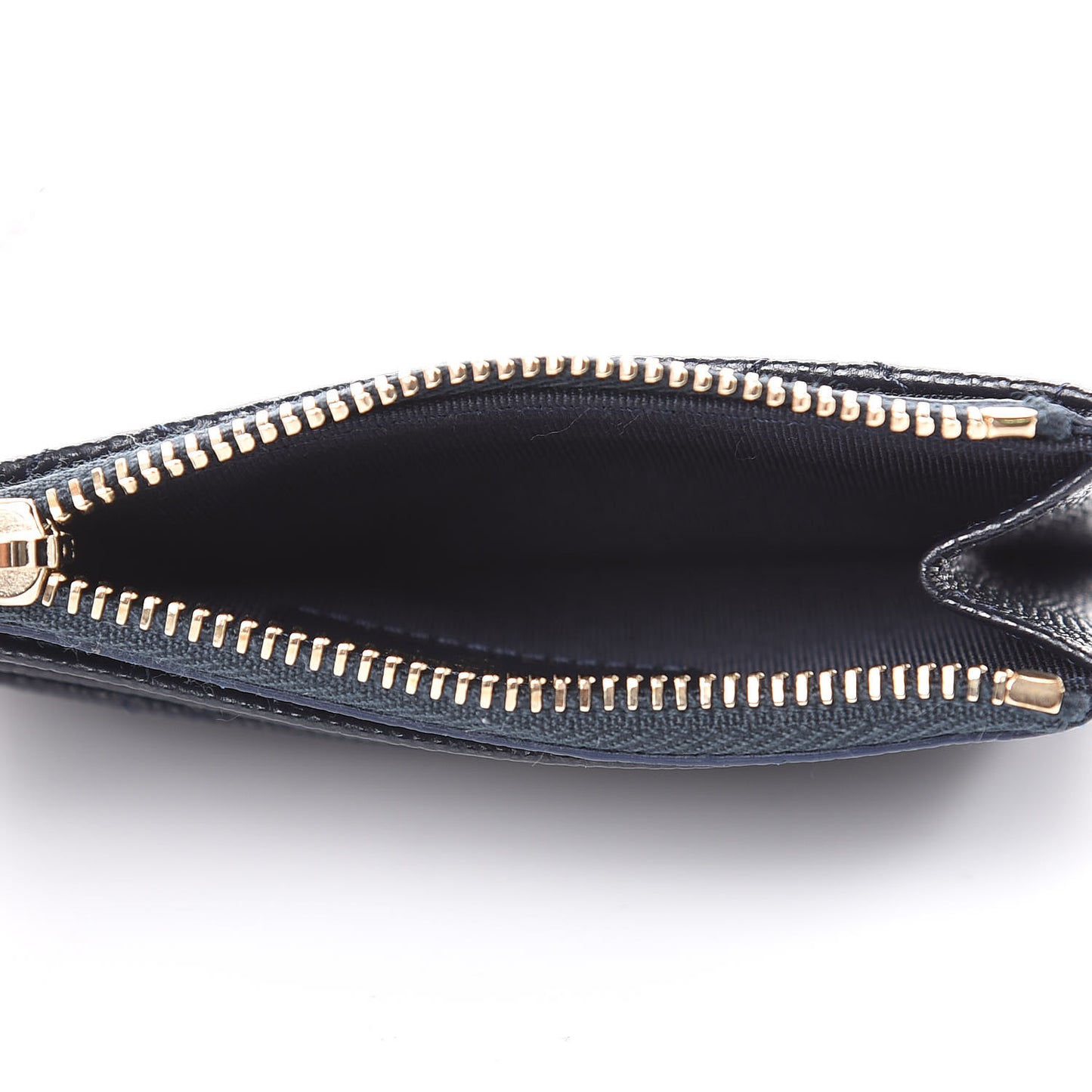 Caviar Quilted CC Zip Card Holder Navy Blue
