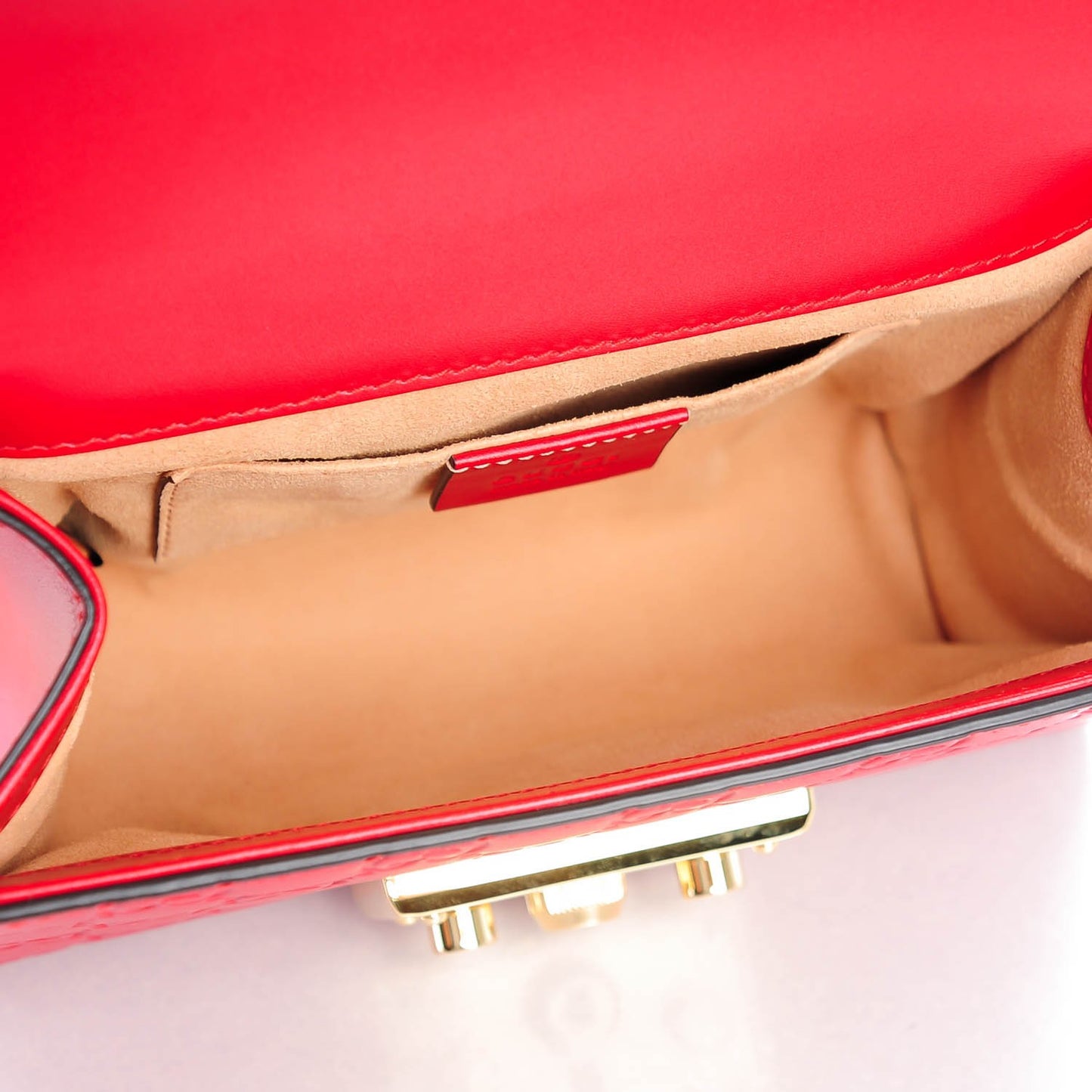 Guccissima Small Padlock Shoulder Bag Hibiscus Red