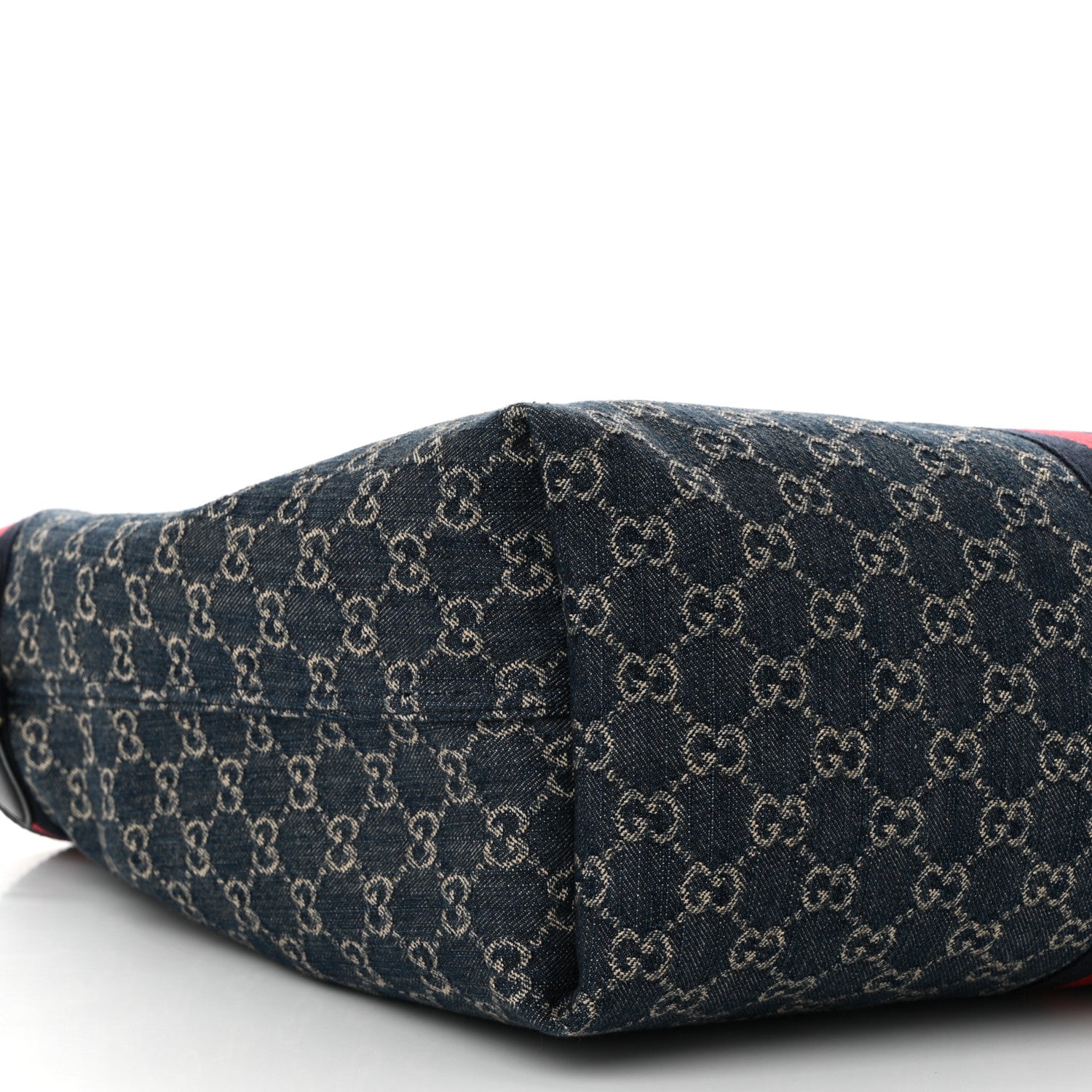 Gucci Denim GG Monogram Web Large Giglio Tote Blue 9 of 10