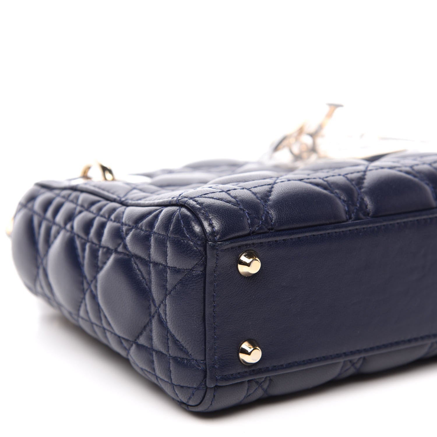 Christian Dior Lambskin Cannage Mini Lady Dior Navy Blue 6 of 11