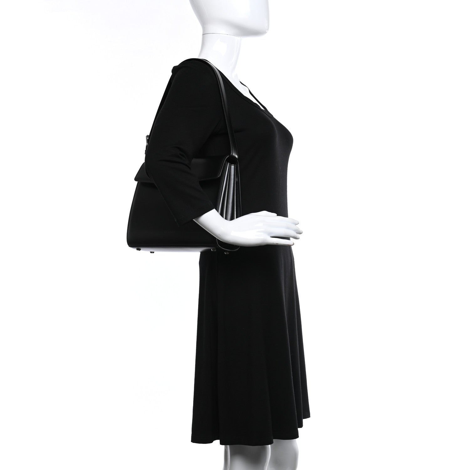 Balenciaga Shiny Box Calfskin Medium Ghost Shoulder Bag Black 2 of 9