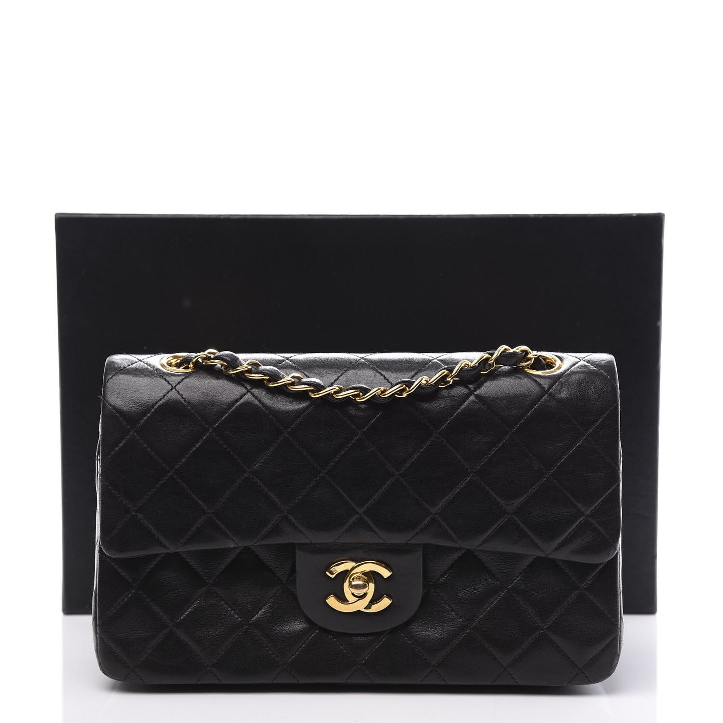 Lambskin Quilted Small Double Flap Black