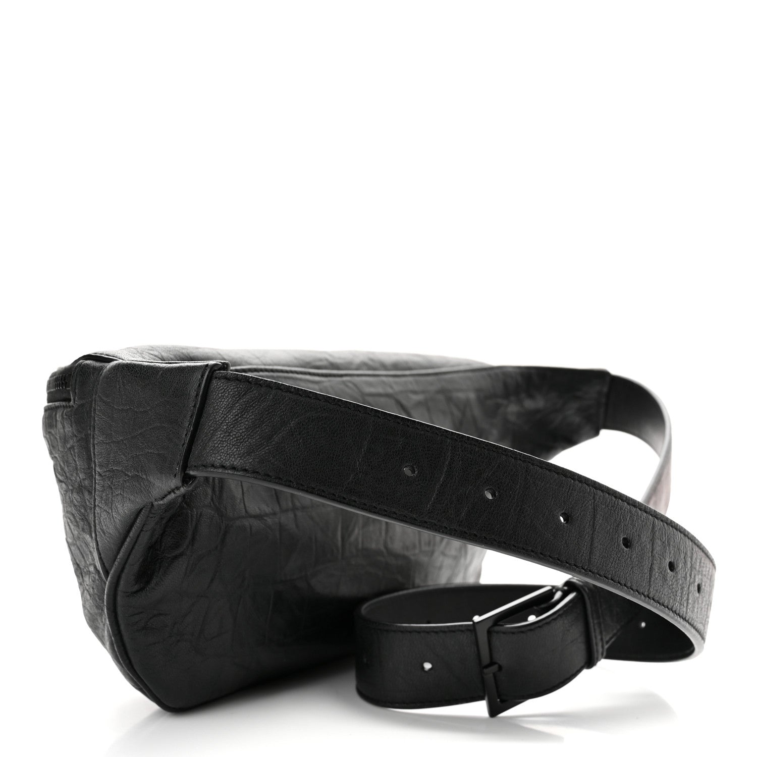 Saint Laurent Calfskin Crocodile Embossed Monogram Belt Bag Black 3 of 10
