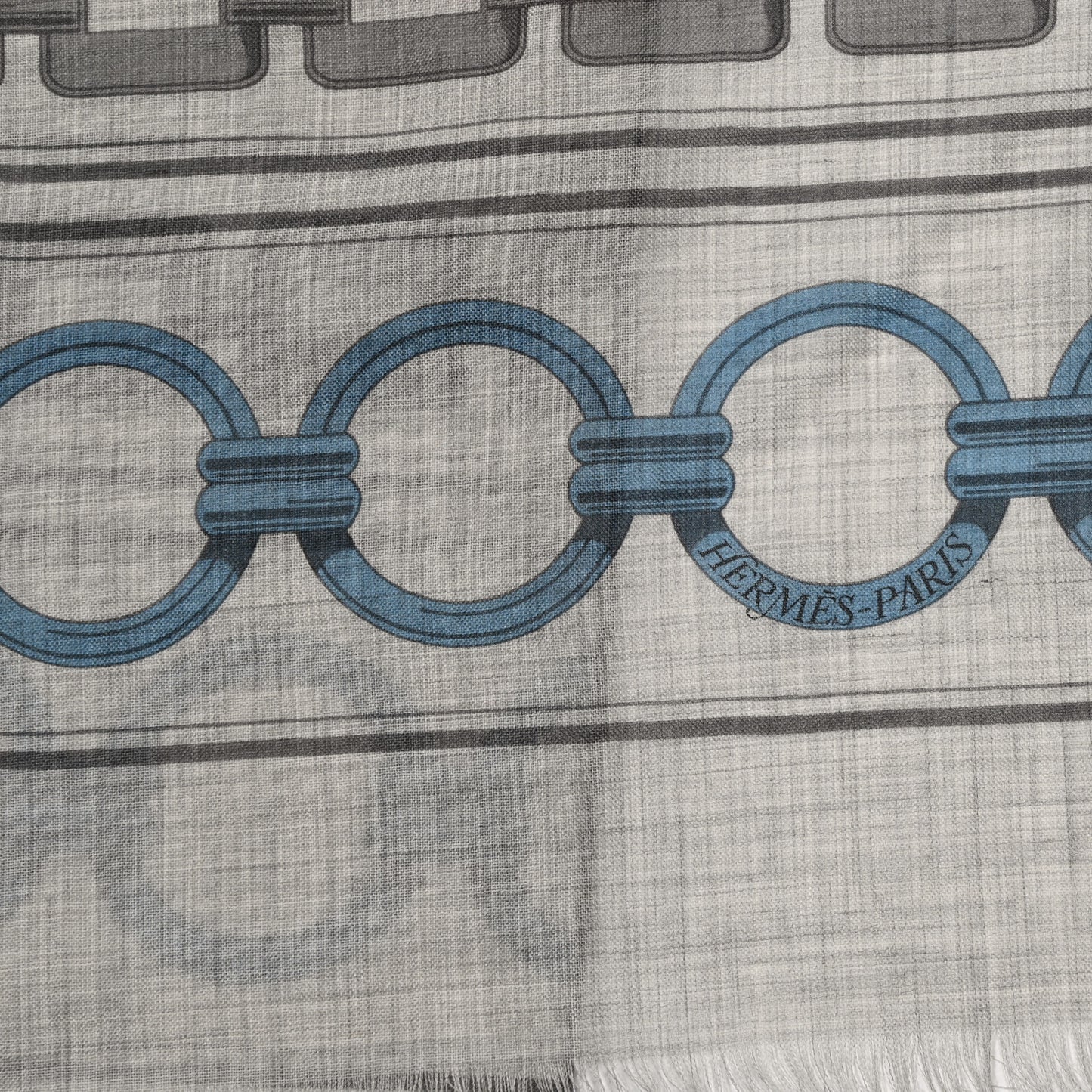 Cashmere Maillons Et Chaines Rectangle Gris Chine Rouge Bleu