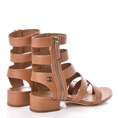 Chanel Calfskin Gladiator Sandals 36.5 Brown 4 of 11
