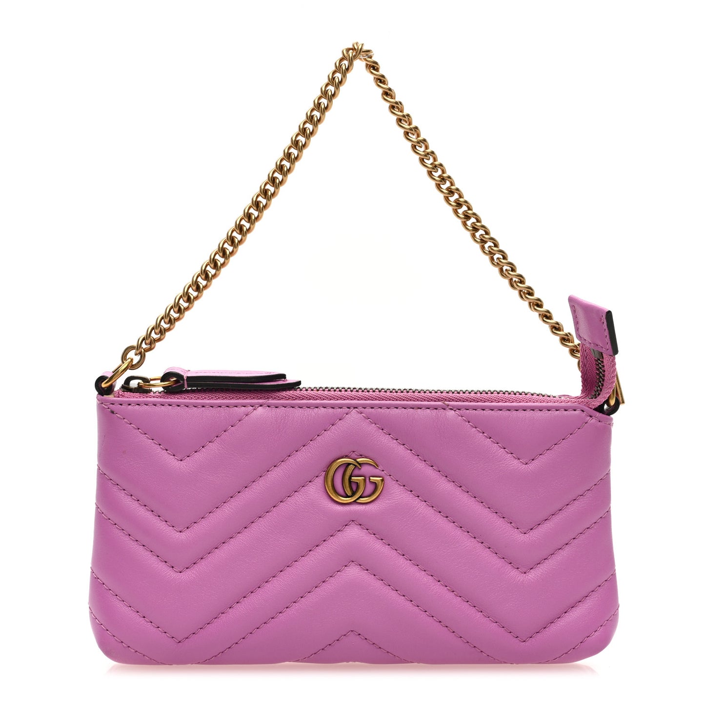 Calfskin Matelasse Mini GG Marmont Chain Bag Candy Mousse