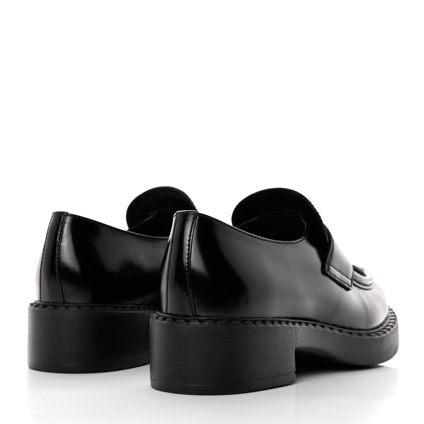 Spazzolato Metal Triangle Logo 50mm Loafers 38.5 Black