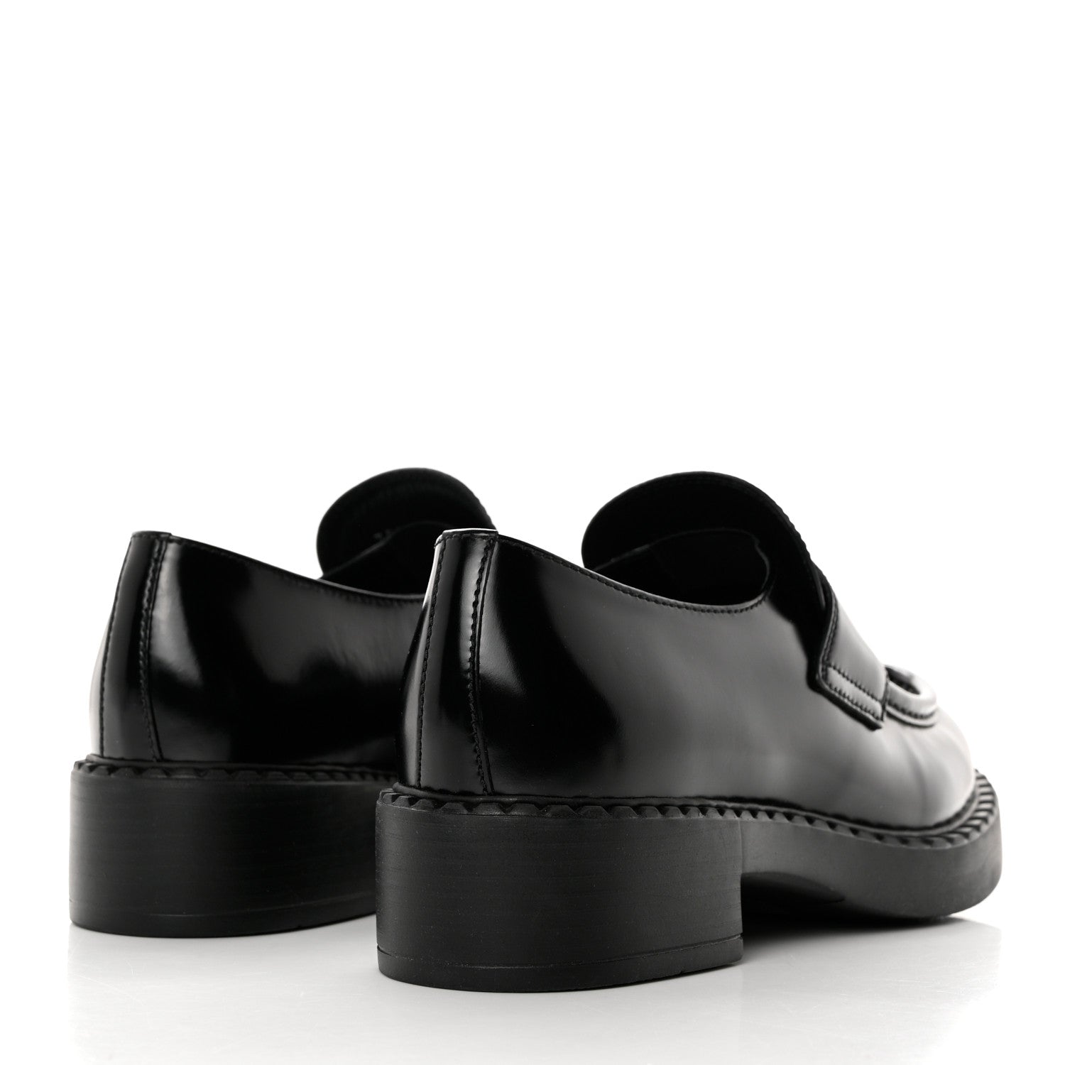 Prada Spazzolato Metal Triangle Logo 50mm Loafers 38.5 Black 4 of 9