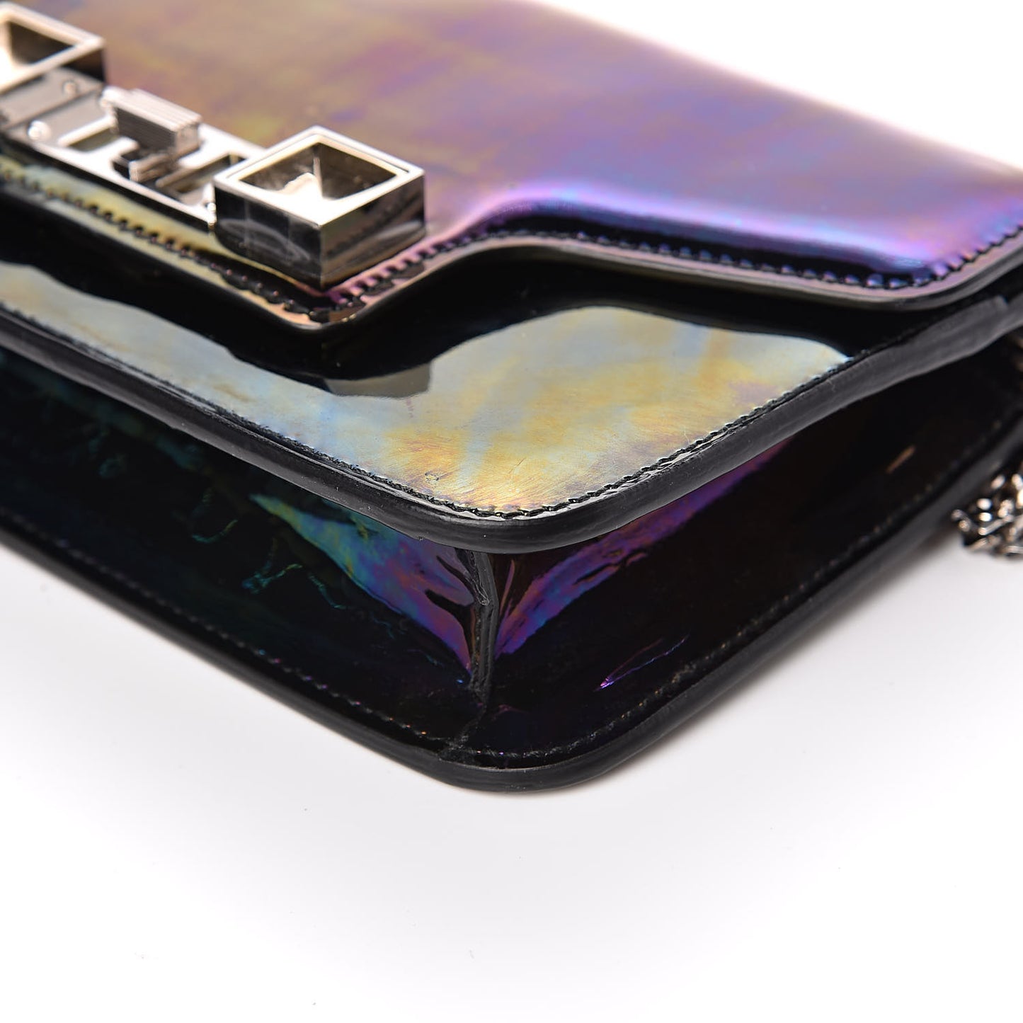 PS11 Holographic Patent Chain Wallet Oil Slick
