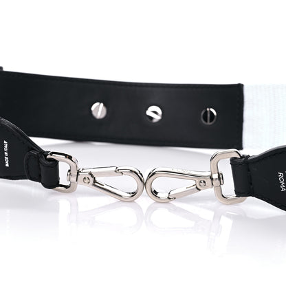 Fendi Canvas Calfskin FF 1974 Studded Strap You Black White 5 of 6