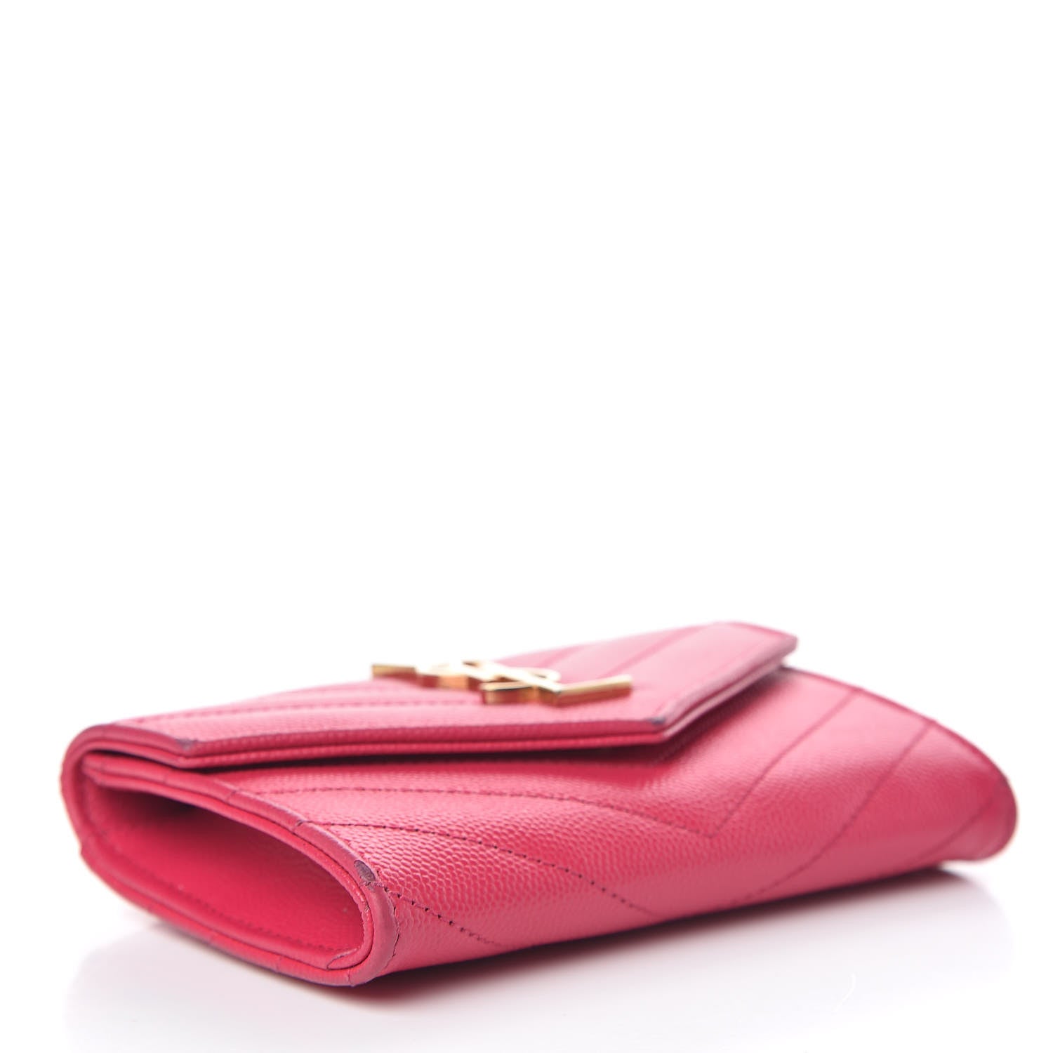 Saint Laurent Grain De Poudre Matelasse Chevron Small Monogram Envelope Wallet Bubblegum 4 of 11
