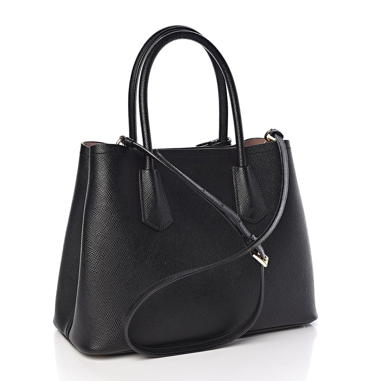 Saffiano Cuir Small Double Bag Black Mughetto