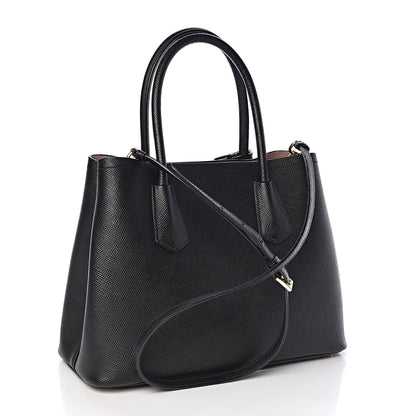Prada Saffiano Cuir Small Double Bag Black Mughetto 4 of 11