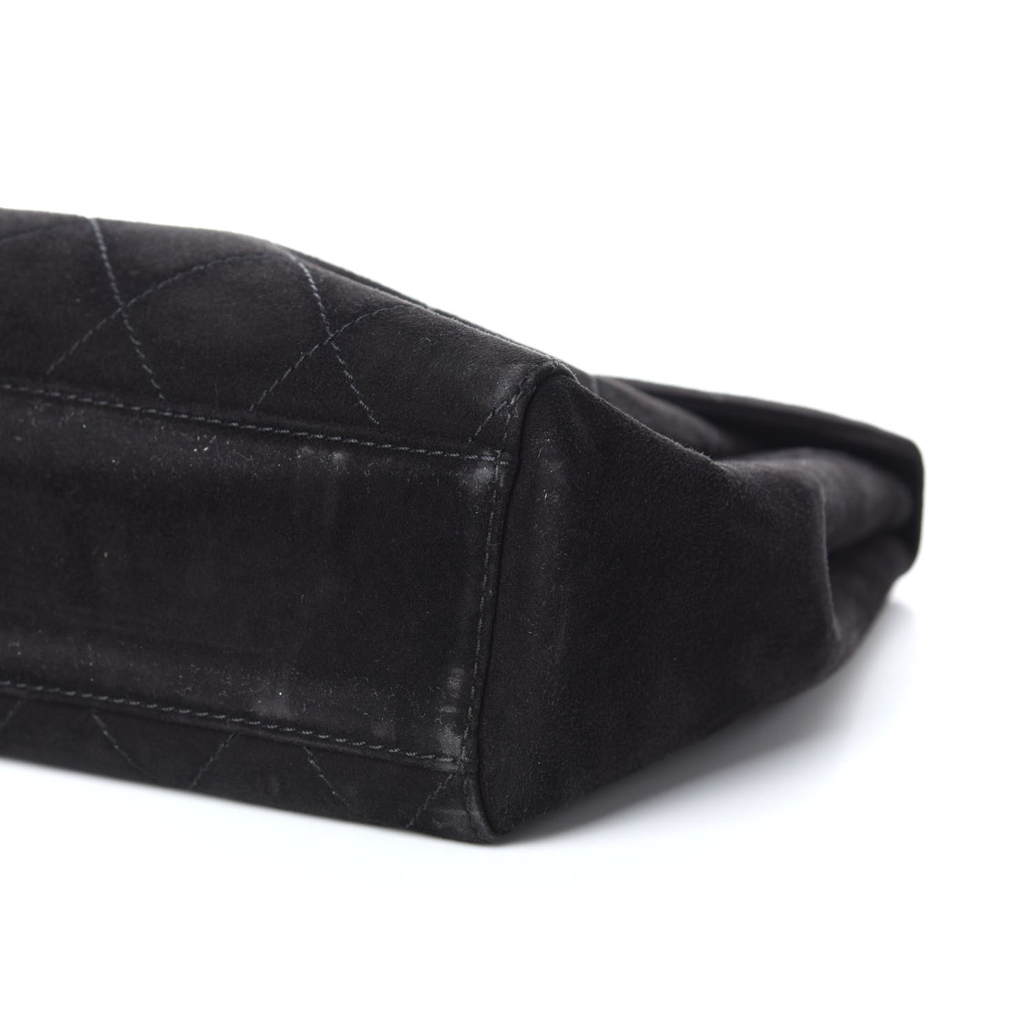 Suede Diamond Stitched Flap Bag Black