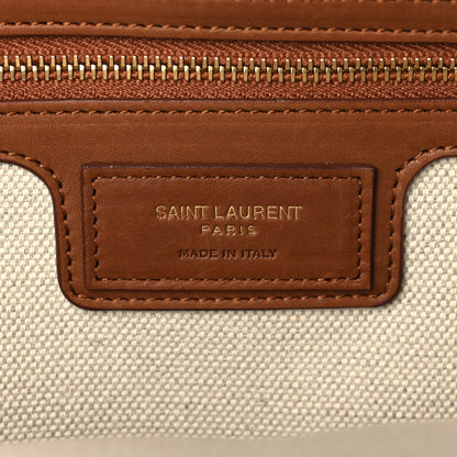 Saint Laurent Calfskin Canvas Beatrix Panier Cut Out Tote Grege Brick 6 of 9