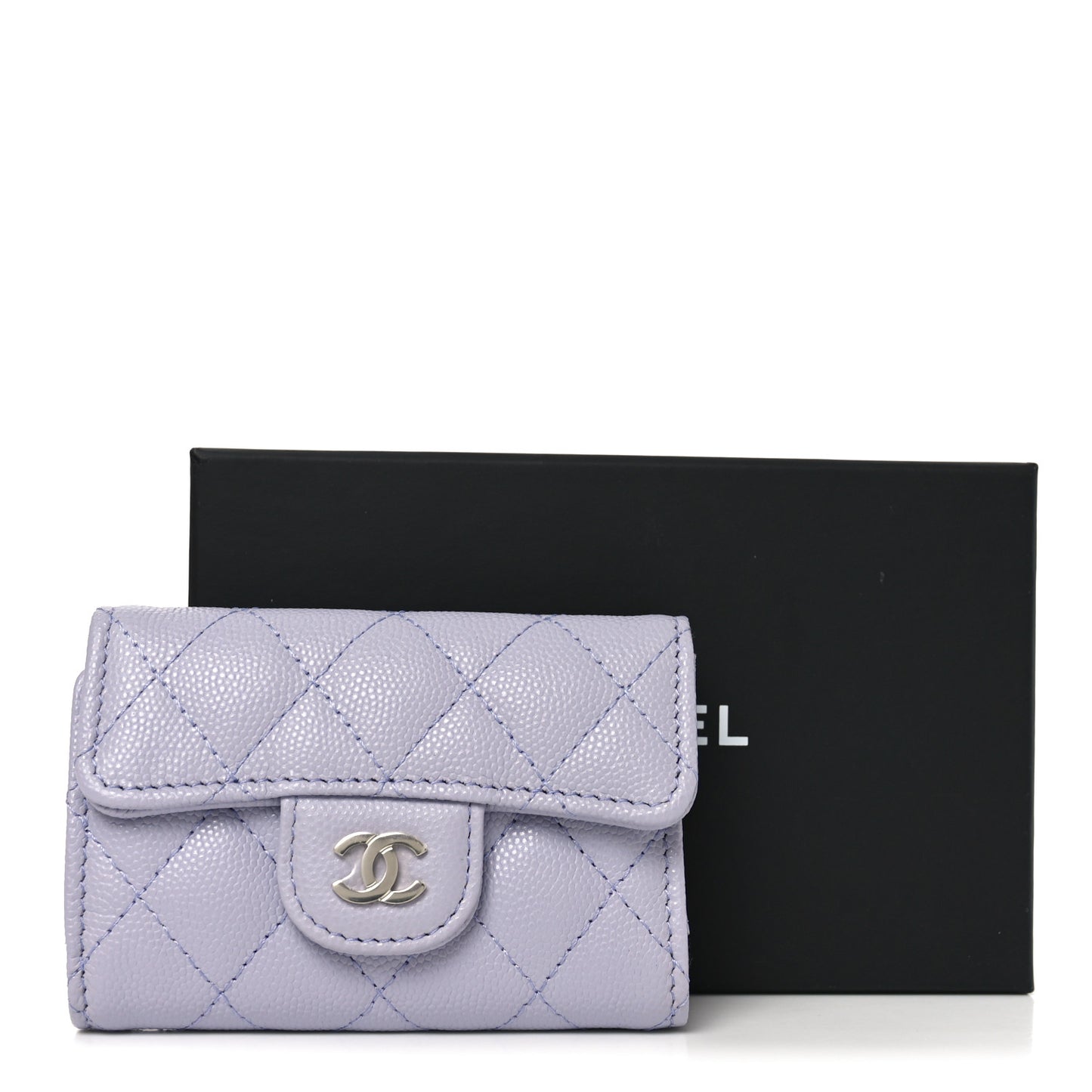 Caviar Quilted Classic 4 Key Holder Wallet Light Purple