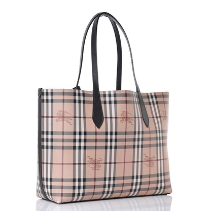 Burberry Grainy Calfskin Haymarket Check Medium Reversible Tote Black 3 of 30