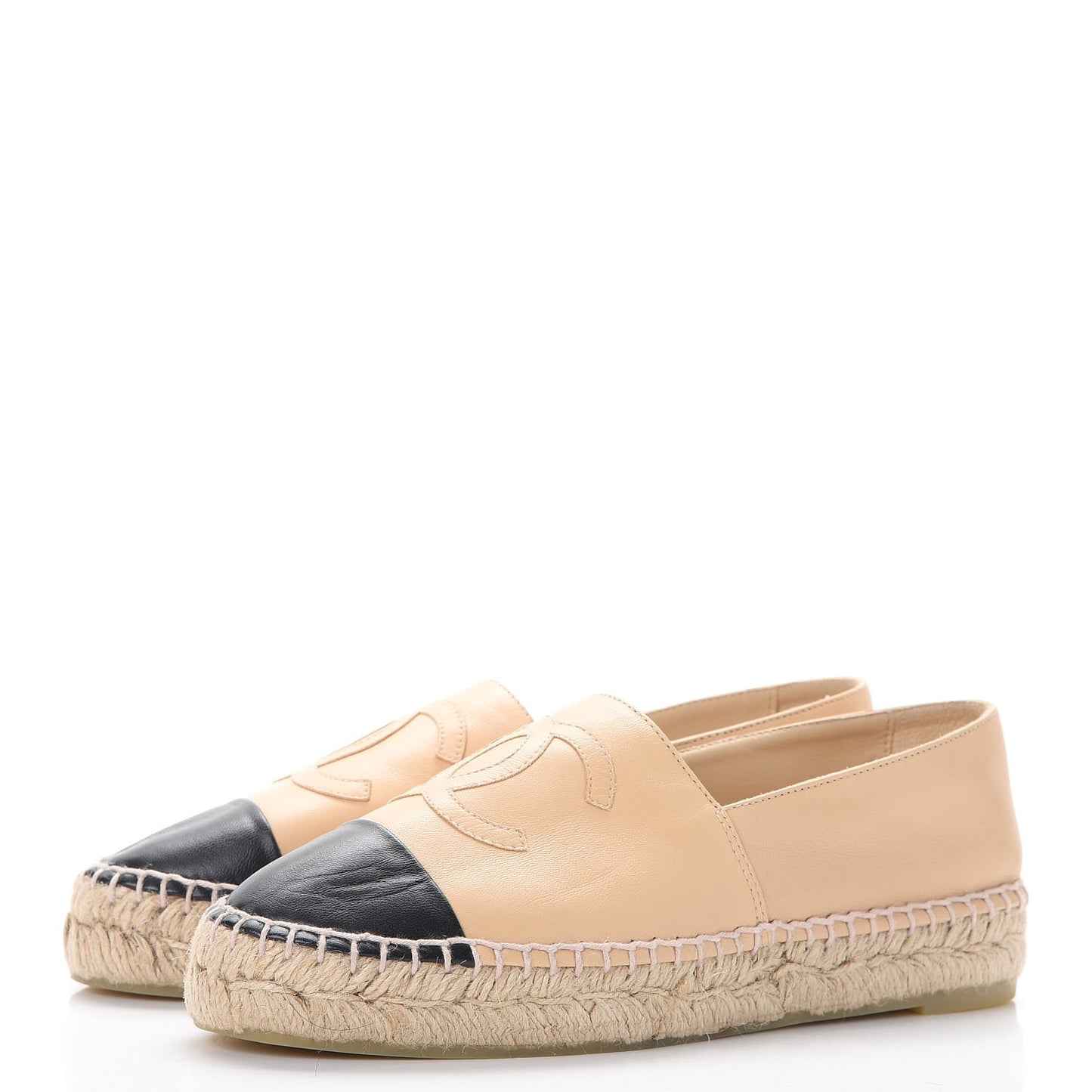 Lambskin CC Espadrilles 36 Beige Black