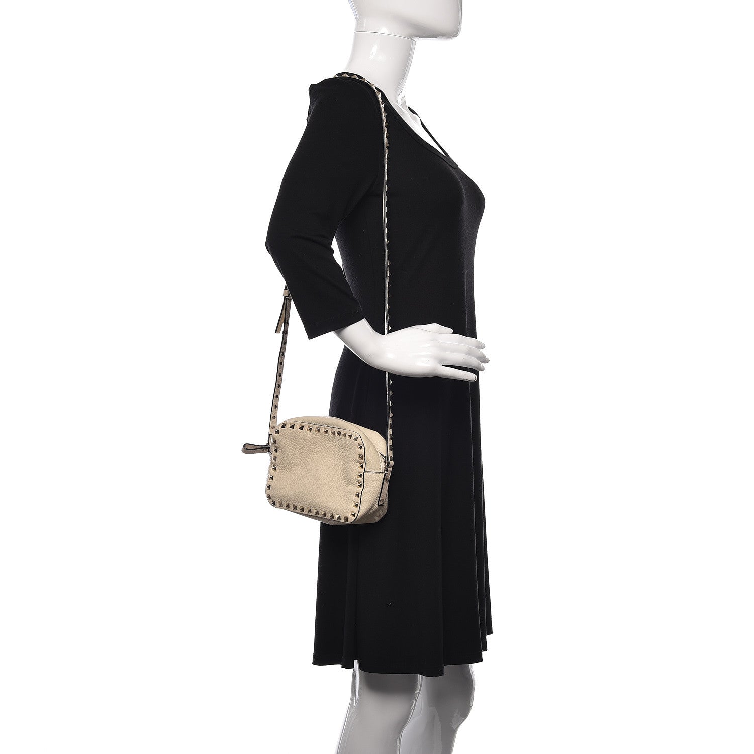 Valentino Garavani Grained Calfskin Rockstud Camera Crossbody Bag Ivory 2 of 11