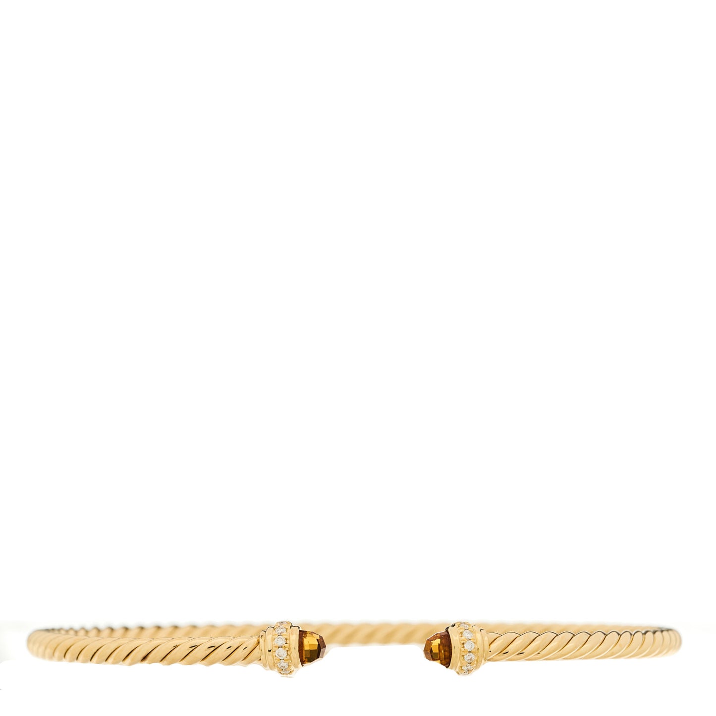 18K Yellow Gold Diamond Citrine 3mm Cablespira Bracelet