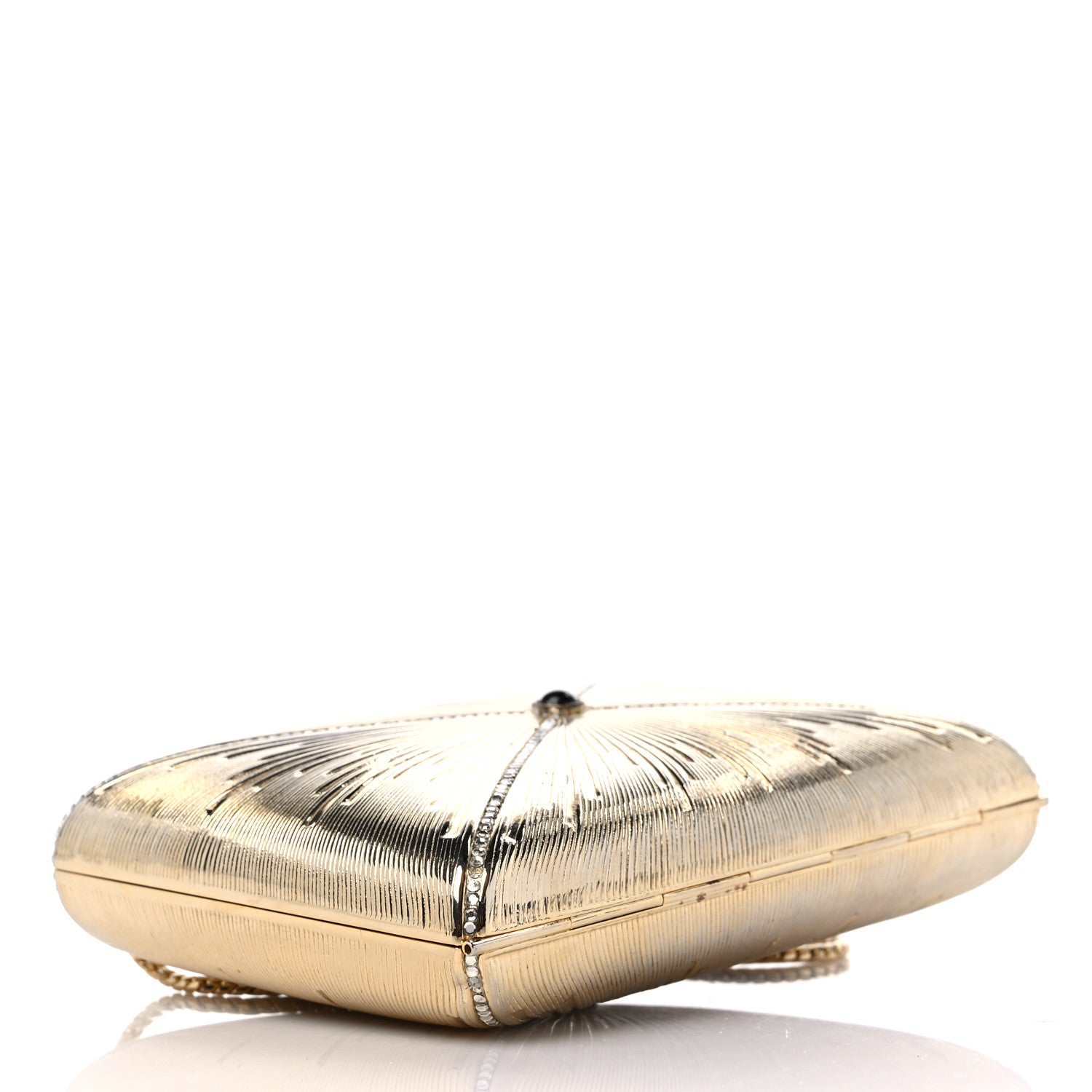 Judith Leiber Swarovski Crystal Minaudiere Clutch Gold 4 of 10